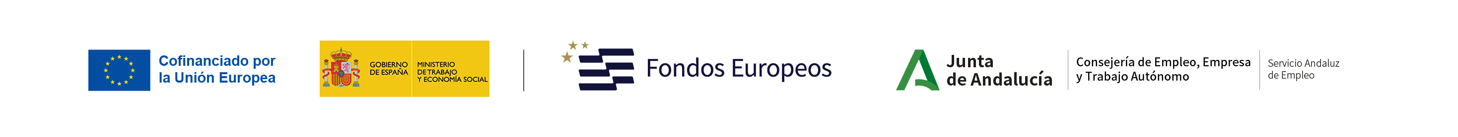 Logos institucionales: Junta de Andalucía, Servicio Andaluz de Empleo, Unión Europea, Fondo Social Europeo